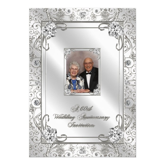 60th Wedding Anniversary Photo Invitation Card