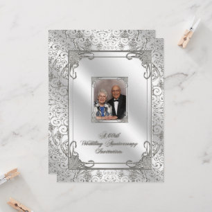 60th Wedding Anniversary Photo Invitation Card