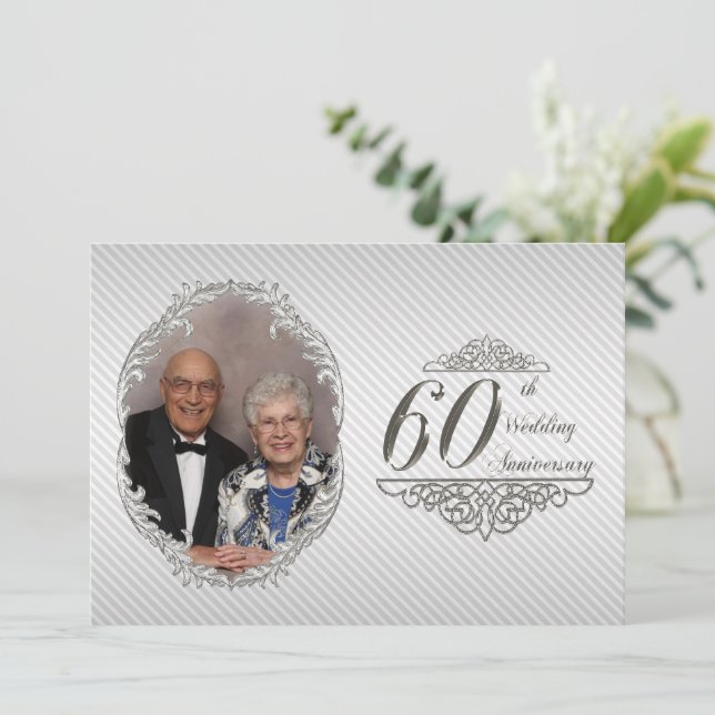 60th Wedding Anniversary Photo Invitation Card (Standing Front)