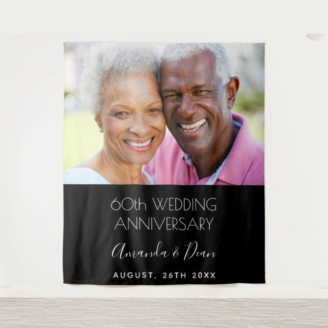 60th wedding anniversary photo modern elegant tapestry (Front)