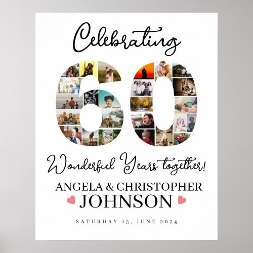 60th Wedding Anniversary Photo montage marriage Poster