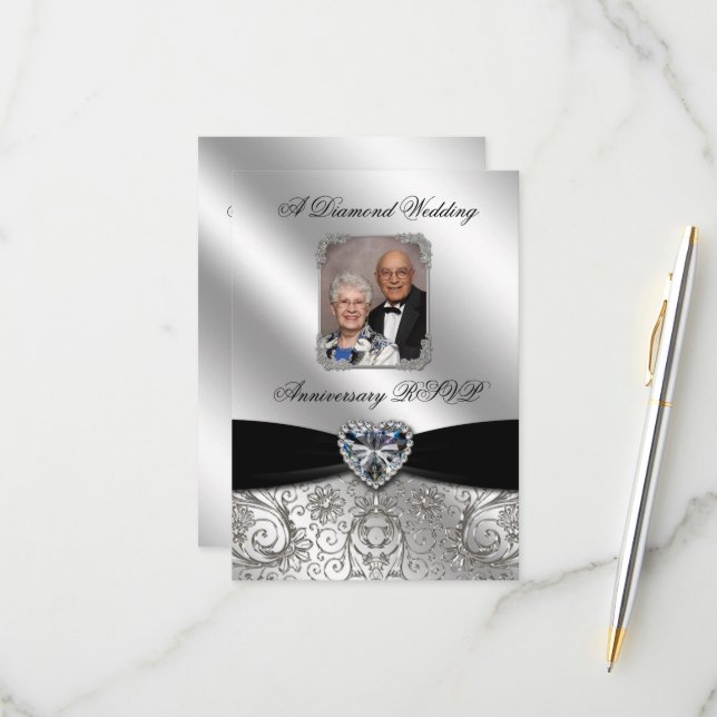 60th Wedding Anniversary Photo RSVP Card (Front/Back In Situ)