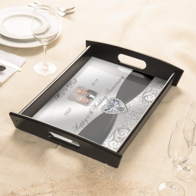 60th Wedding Anniversary Photo Serving Tray (Front)