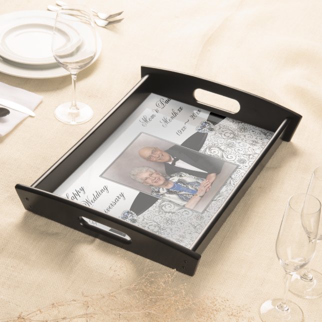 60th Wedding Anniversary Photo Serving Tray (Front)