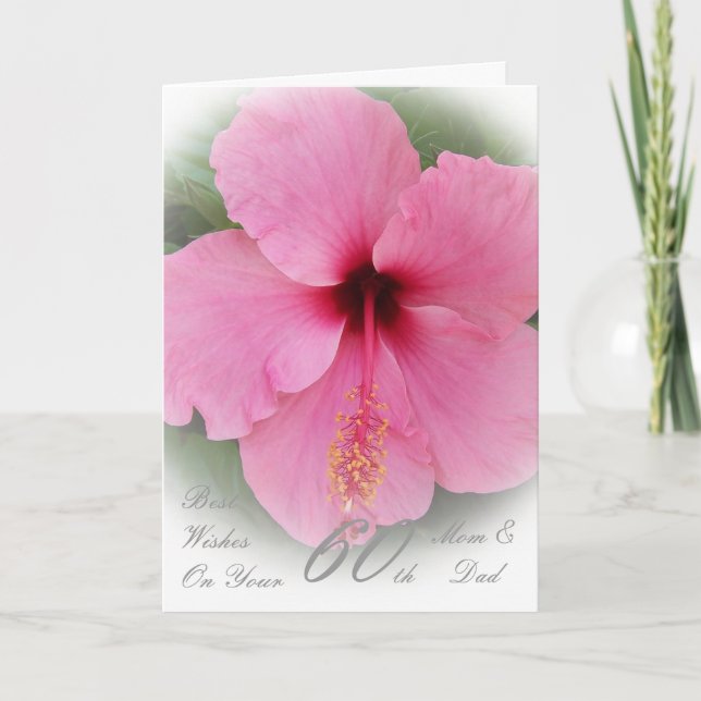 60th Wedding Anniversary Pink Hibiscus Card (Front)