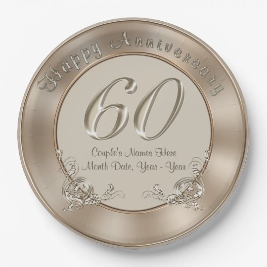 60th Wedding  Anniversary  Plates with NAMES  DATE  Zazzle com