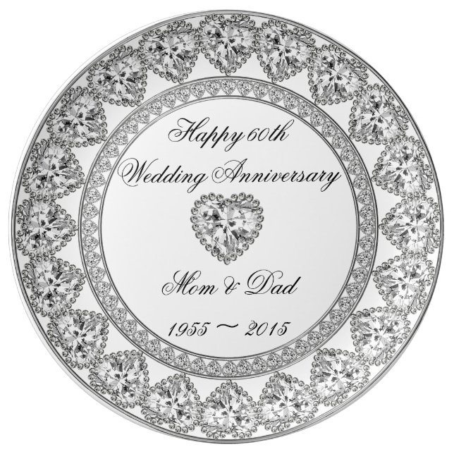 60th Wedding Anniversary Porcelain Plate (Front)