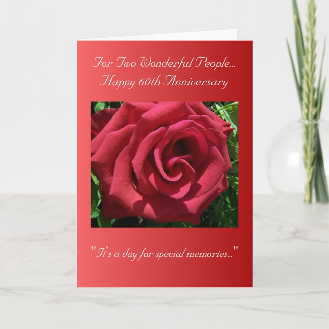 60th Wedding Anniversary Red Rose Card (Front)