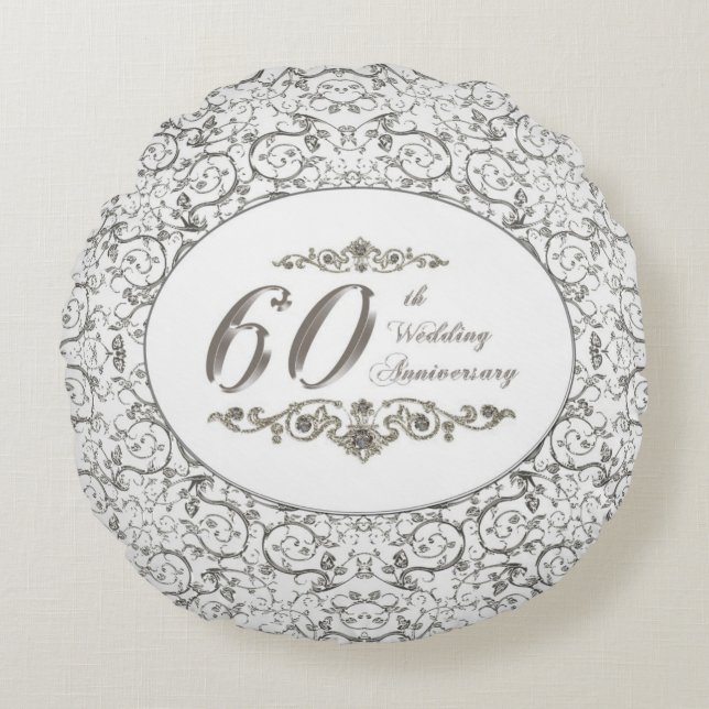 60th Wedding Anniversary Round Pillow (Front)