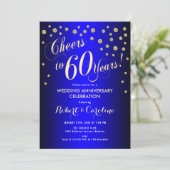 60th Wedding Anniversary - Royal Blue & Gold Invitation (Standing Front)