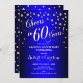 60th Wedding Anniversary - Royal Blue & Gold Invitation (Front/Back)