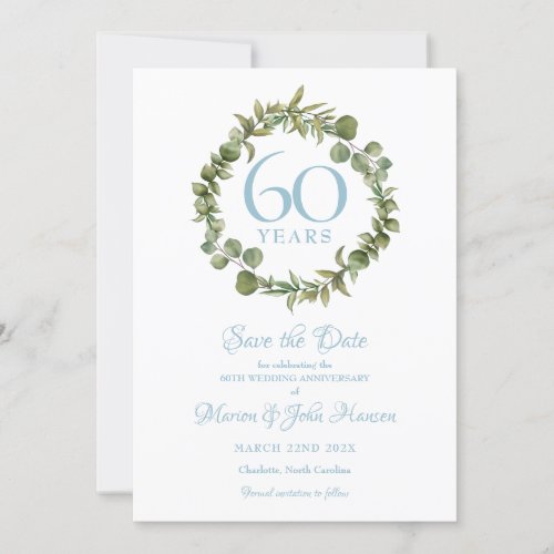 60th Wedding Anniversary Save The Date Garland  Invitation