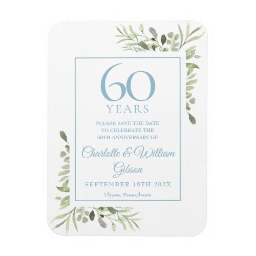 60th Wedding Anniversary Save the Date Greenery Magnet