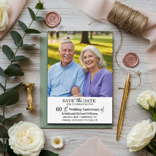 60th Wedding Anniversary Save the Date Photo Note Card