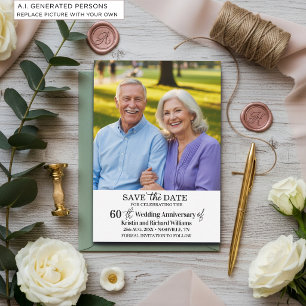 60th Wedding Anniversary Save the Date Photo Note Card