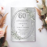 60th wedding anniversary silver greenery diamonds invitation