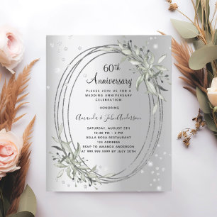 60th wedding anniversary silver invitation
