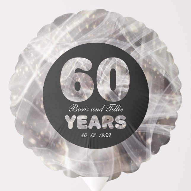 60th Wedding Anniversary Silver Party Lights Balloon (Front)