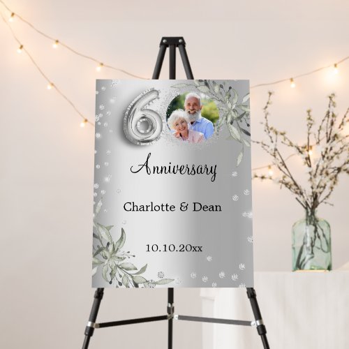 60th Wedding Anniversary Silver Photo Welcome Foam Board