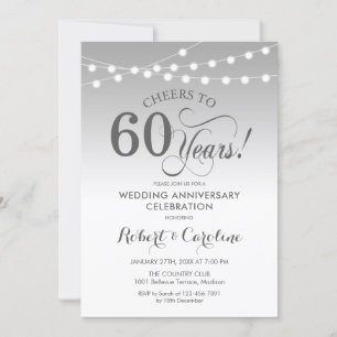 60th Wedding Anniversary - Silver White Invitation