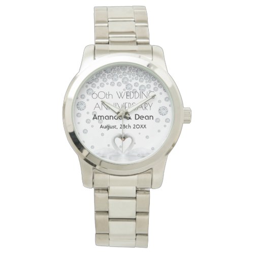 60th wedding anniversary swans white diamonds watch