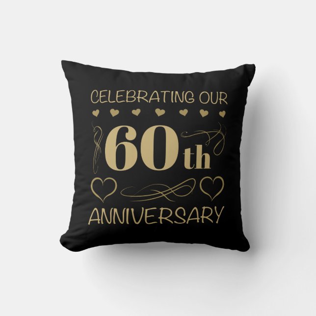 60th Wedding Anniversary Throw Pillow (Front)