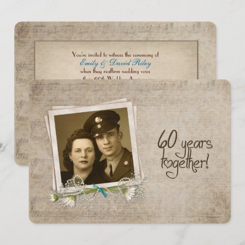 60th Wedding Anniversary Vow Renewal Custom Invitations