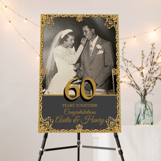 60th Wedding Anniversary Welcome Sign (In Situ (Stand))