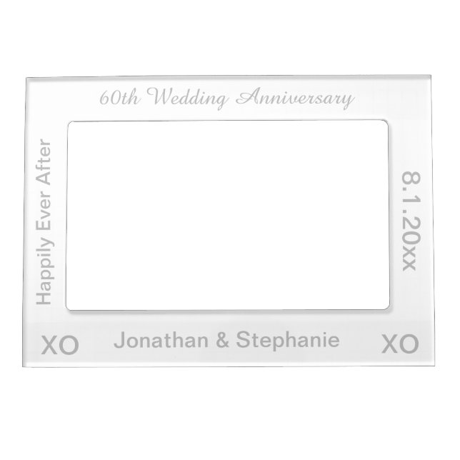 60th Wedding Anniversary White Magnetic Frame (Front)