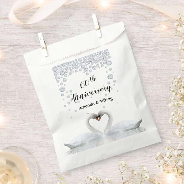 60th wedding anniversary white swan couple favor bag (Clipped)