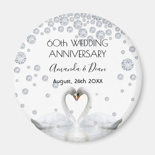 60th wedding anniversary white swans in love magnet