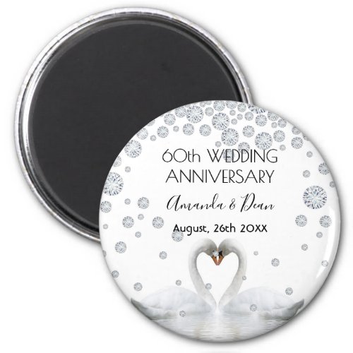 60th wedding anniversary white swans in love magnet