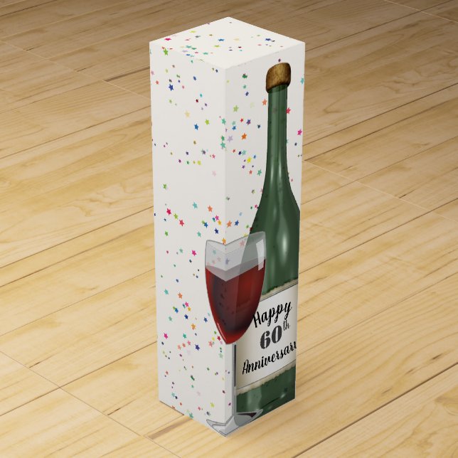60th Wedding Anniversary Wine Bottle   Box (Front)