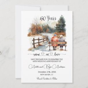 60th Wedding Anniversary Winter Landscape Romantic Save The Date