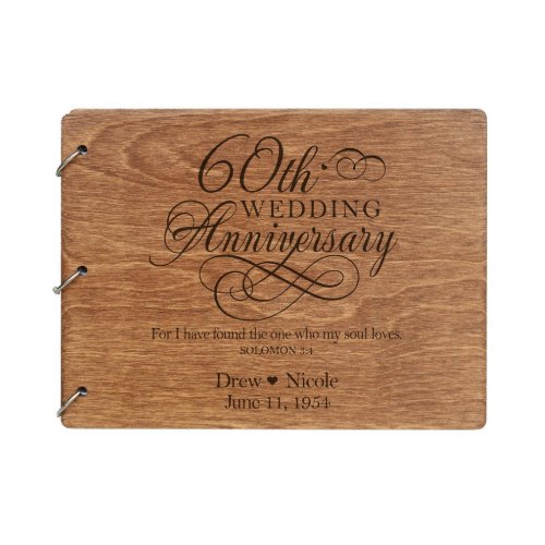 60th Wedding Anniversary Wooden Guest Book