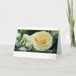 60th Wedding Anniversary - Yellow Rose Card