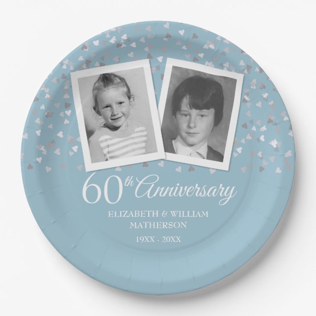 60th Wedding Diamond Anniversary Child Photos  Paper Plates (Front)