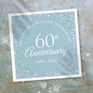 60th Wedding Diamond Anniversary Hearts Confetti Napkins