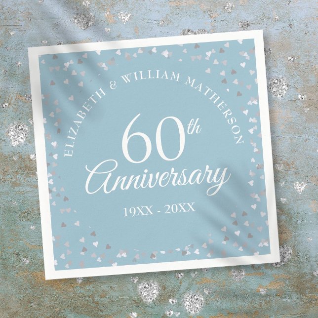 60th Wedding Diamond Anniversary Hearts Confetti Napkins (60th Wedding Diamond Anniversary Hearts Confetti Napkins)