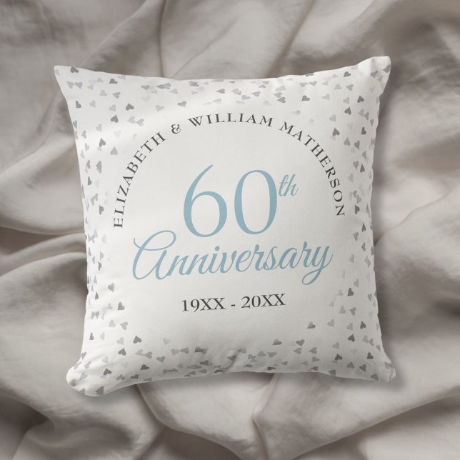 60th Wedding Diamond Anniversary Hearts Confetti Throw Pillow (60th Wedding Diamond Anniversary Hearts Confetti Throw Pillow)
