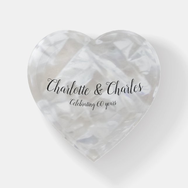 60th Wedding diamond anniversary personalised Paperweight (Front)