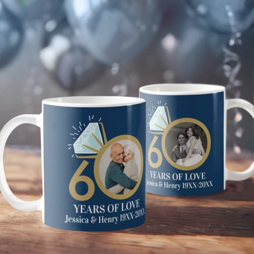 60th wedding diamond anniversary photo 60 years coffee mug