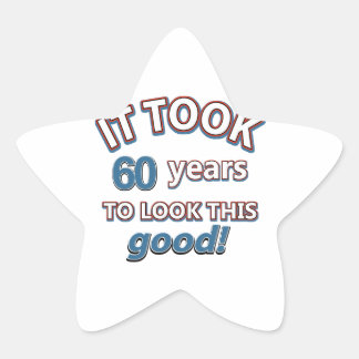 60th year birthday designs star sticker