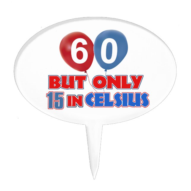 60th year old birthday designs cake topper (Front)