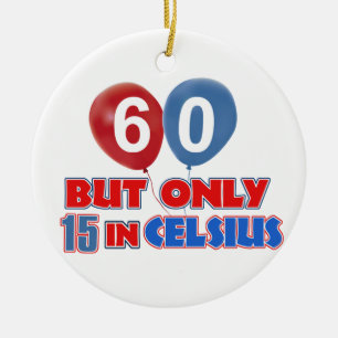 60th year old birthday designs ceramic ornament
