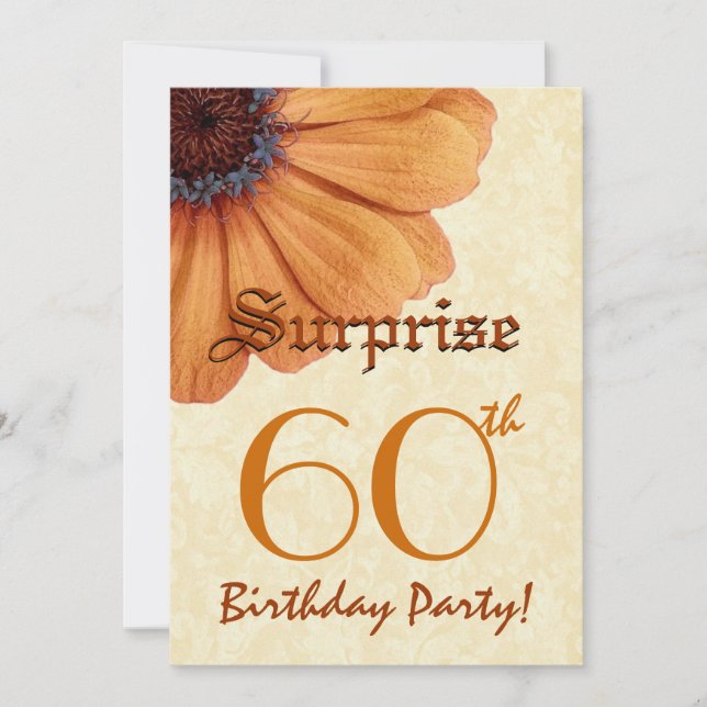 60th Year Surprise Birthday Gold Daisy Invitation (Front)