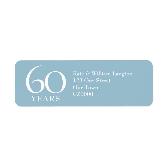 60th Years Diamond Wedding Anniversary Address Label (Front)