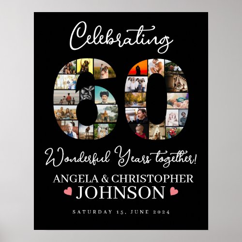 60th years married Wedding Anniversary Photo  Poster