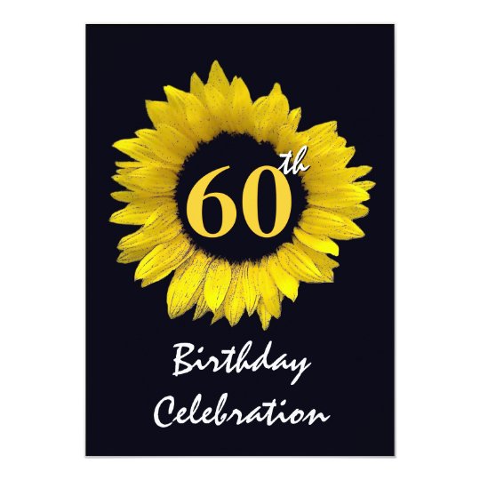 60th Years Yellow Sunflower Birthday Party Invitation