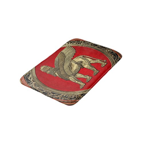 610 Assyrian Winged Lion _ Gold Lamassu Bath Mat